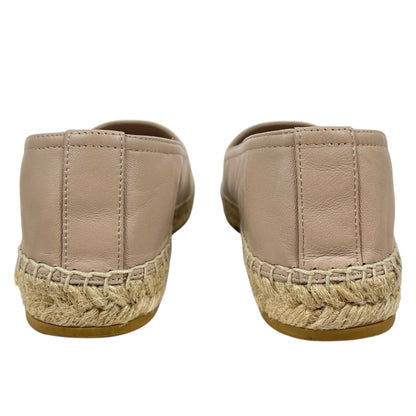 Saint Laurent Logo Monogram Nappa Leather Espadrilles Rose Poudre Size 38