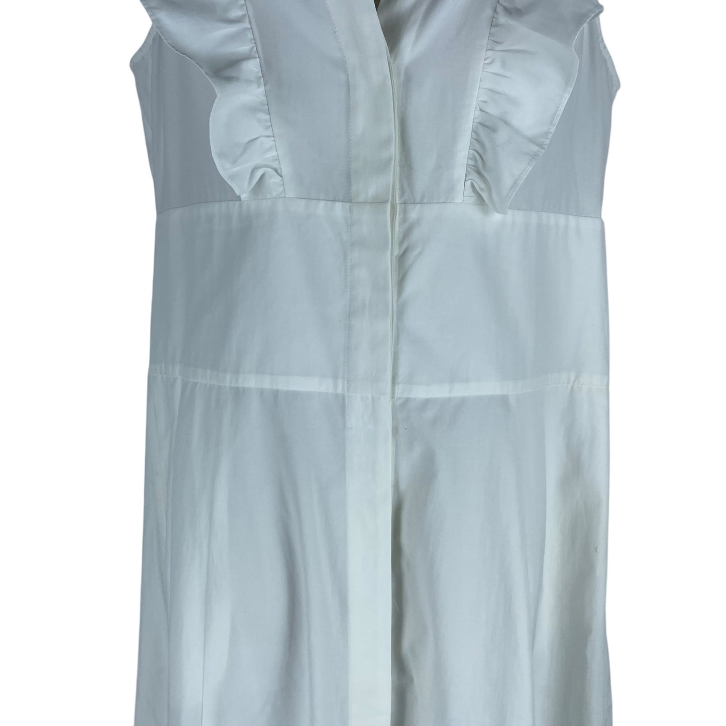 Brochu Walker The Aurora Ruffle Midi Dress Pockets Cotton White Size L