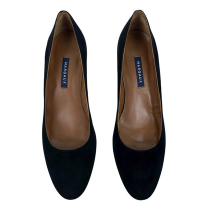 Margaux The Heel Pump in Black Suede Round Toe Block Heel Size 40M/ 9.5