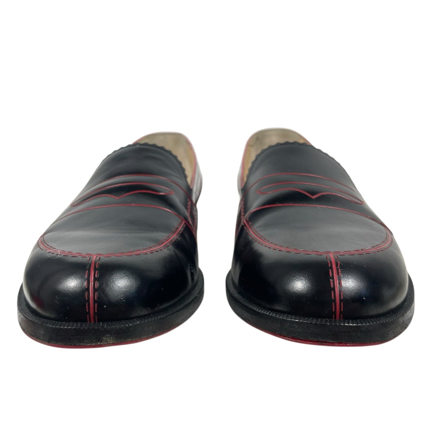 Christian Louboutin Mocalaureat Leather Penny Loafer Black Red Size 36