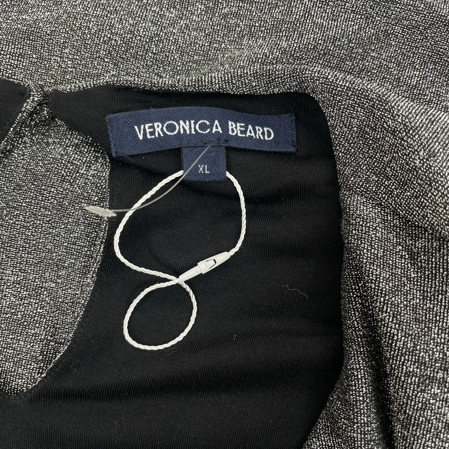 Veronica Beard Cyrus Metallic Lurex Side Ruch Dress Gunmetal Size XL