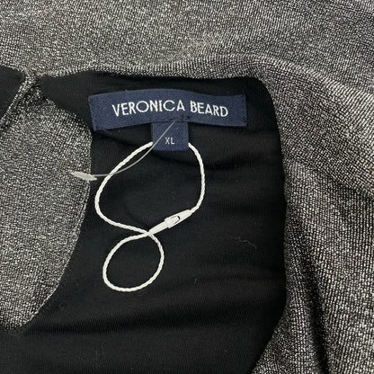 Veronica Beard Cyrus Metallic Lurex Side Ruch Dress Gunmetal Size XL