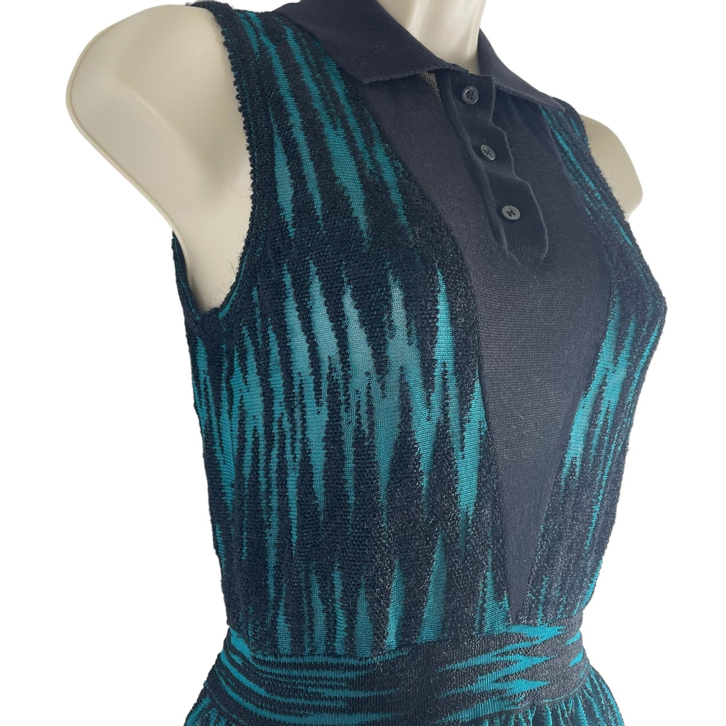 M Missoni Cable Knit Mesh Mini Dress Deep Jade Size 40/ 4