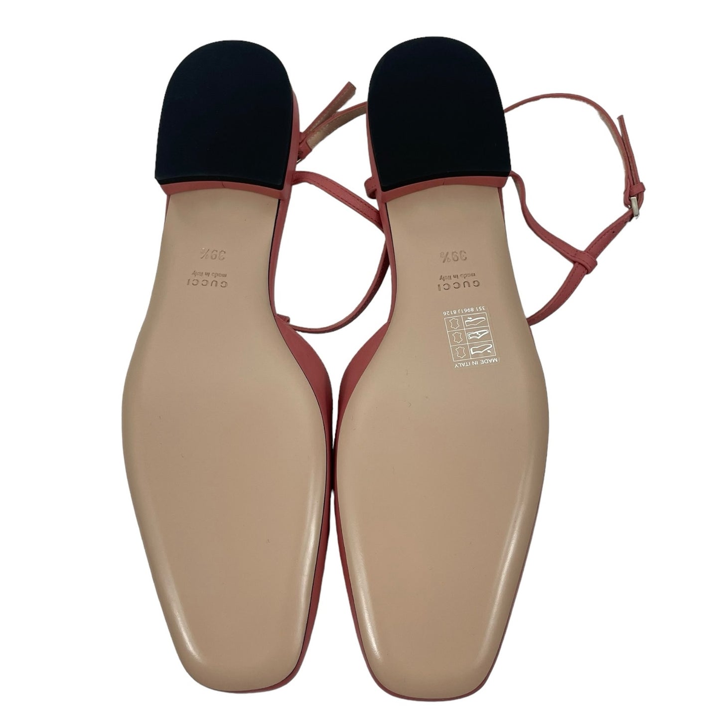 Gucci Double GG T Strap Patent Leather Ballet Flat Pink Size 39.5
