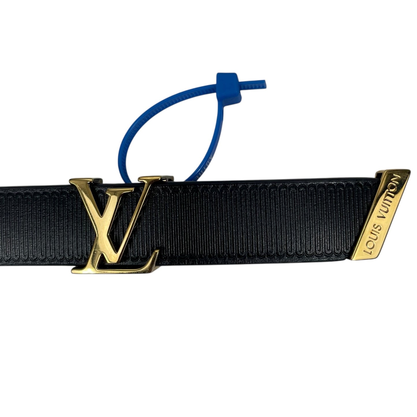 Louis Vuitton LV Initiale 20mm Leather Belt Black Gold Buckle Size 75/30