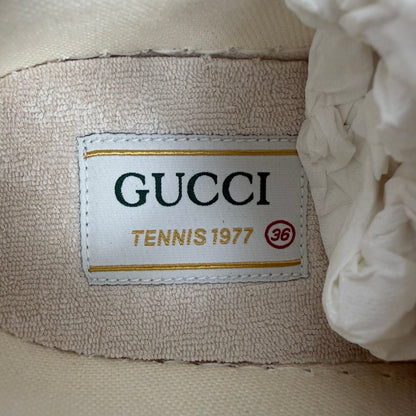 Gucci Tennis 1977 Treck GG Monogram Flatform Sneaker Silver Size 36