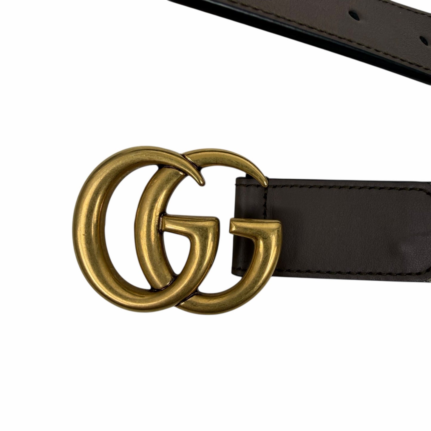 Gucci Canvas Monogram GG Buckle Supreme Leather Belt Brown Size 85cm/34"