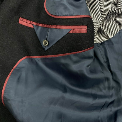 Lands' End Wool Blend Single Breasted Long Top Coat Black Men Size L Reg
