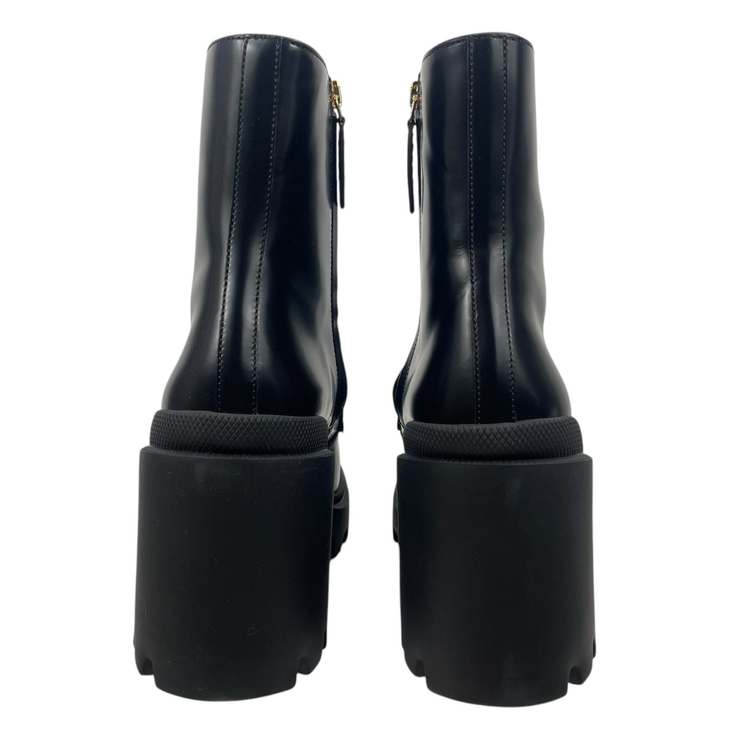 Gucci Magnum Calf Leather Horsebit Lug Sole Boots Black Size 40