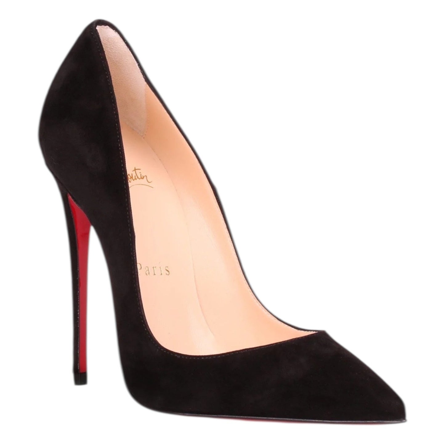 Christian Louboutin So Kate 120 Suede Pointed Toe Pumps Black Size 38
