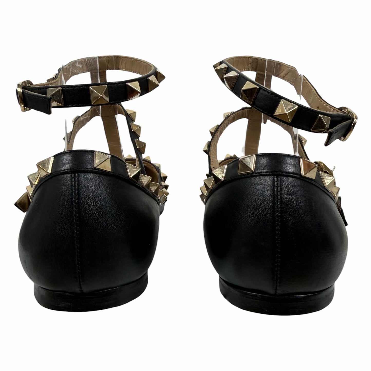 Valentino Garavani Rockstud Caged Leather Ballet Flats Black Size 38