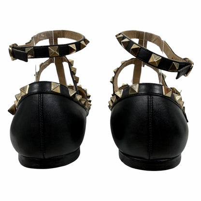 Valentino Garavani Rockstud Caged Leather Ballet Flats Black Size 38