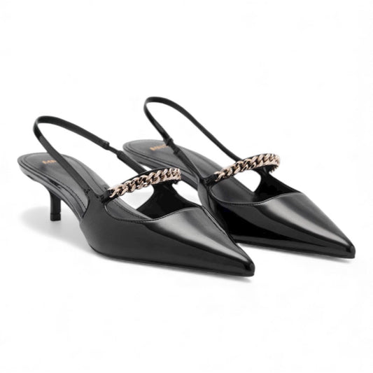 Mango Pointed Toe Kitten Heel Slingback Pump Link Strap Size 40/ 9