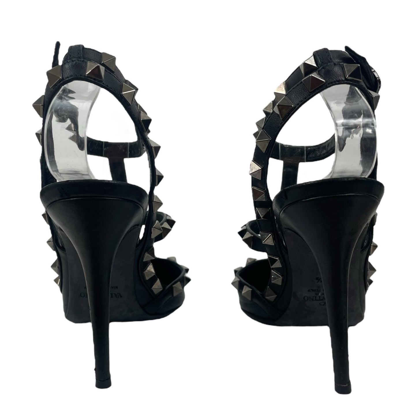 Valentino Garavani Noir Rockstud 100mm Caged Leather Pumps Black Size 36.5