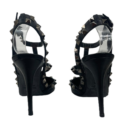 Valentino Garavani Noir Rockstud 100mm Caged Leather Pumps Black Size 36.5