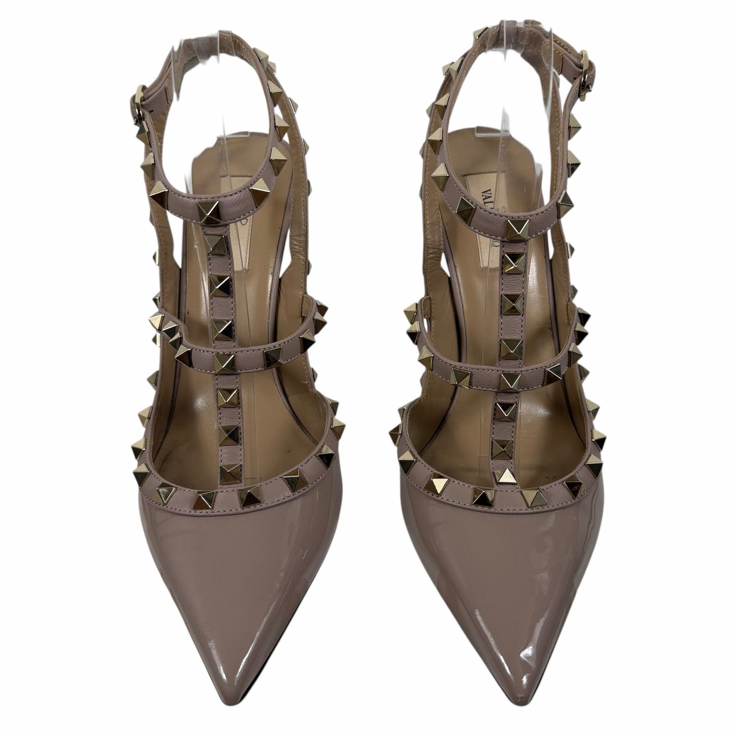 Valentino Garavani Rockstud 100mm Patent Caged Pump Poudre Pink Size 41