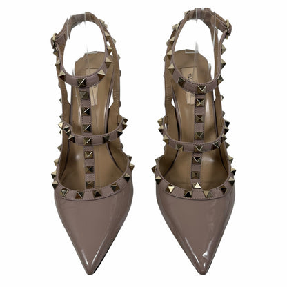 Valentino Garavani Rockstud 100mm Patent Caged Pump Poudre Pink Size 41
