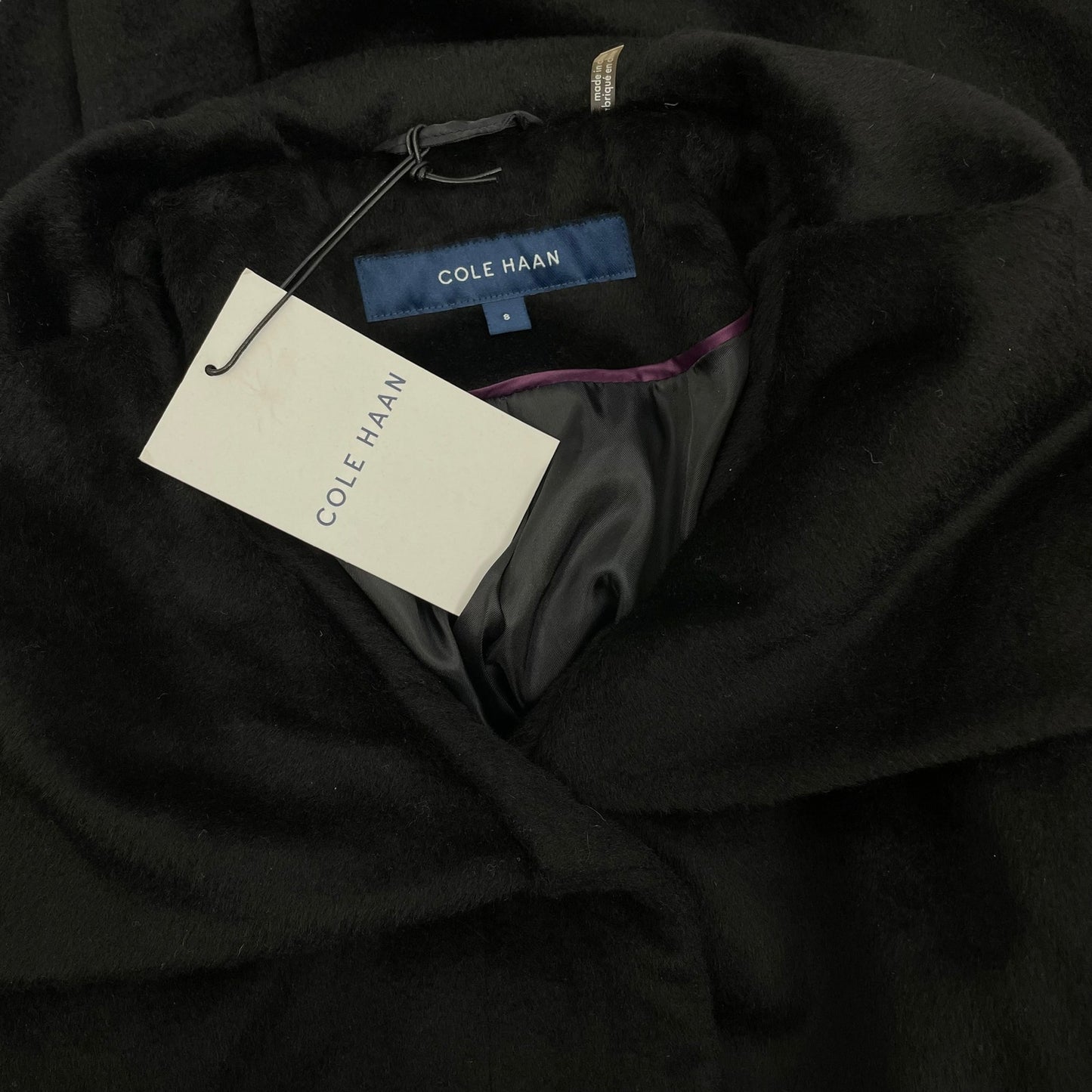 Cole Haan Single Breasted Wool Blend Long Coat Black Size 8