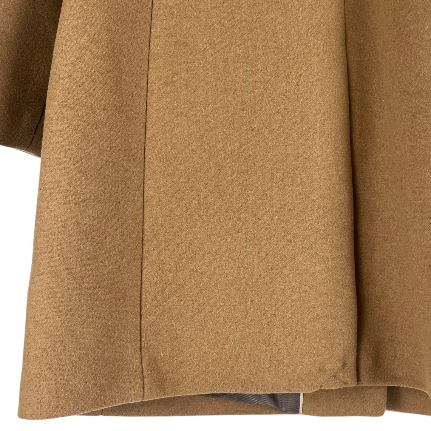 Mango Lapelled Staight Cut Wool Blend Coat 2 Buttons Dark Camel Size M