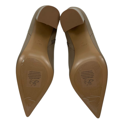 Mango Faux Leather Pointed Toe Heeled Ankle Boots Beige Size 38/ 7.5