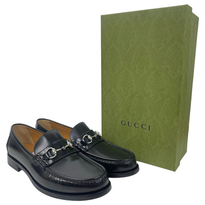 Gucci Kaveh Leather Loafers with Horsebit Black Size 12/ 12.5