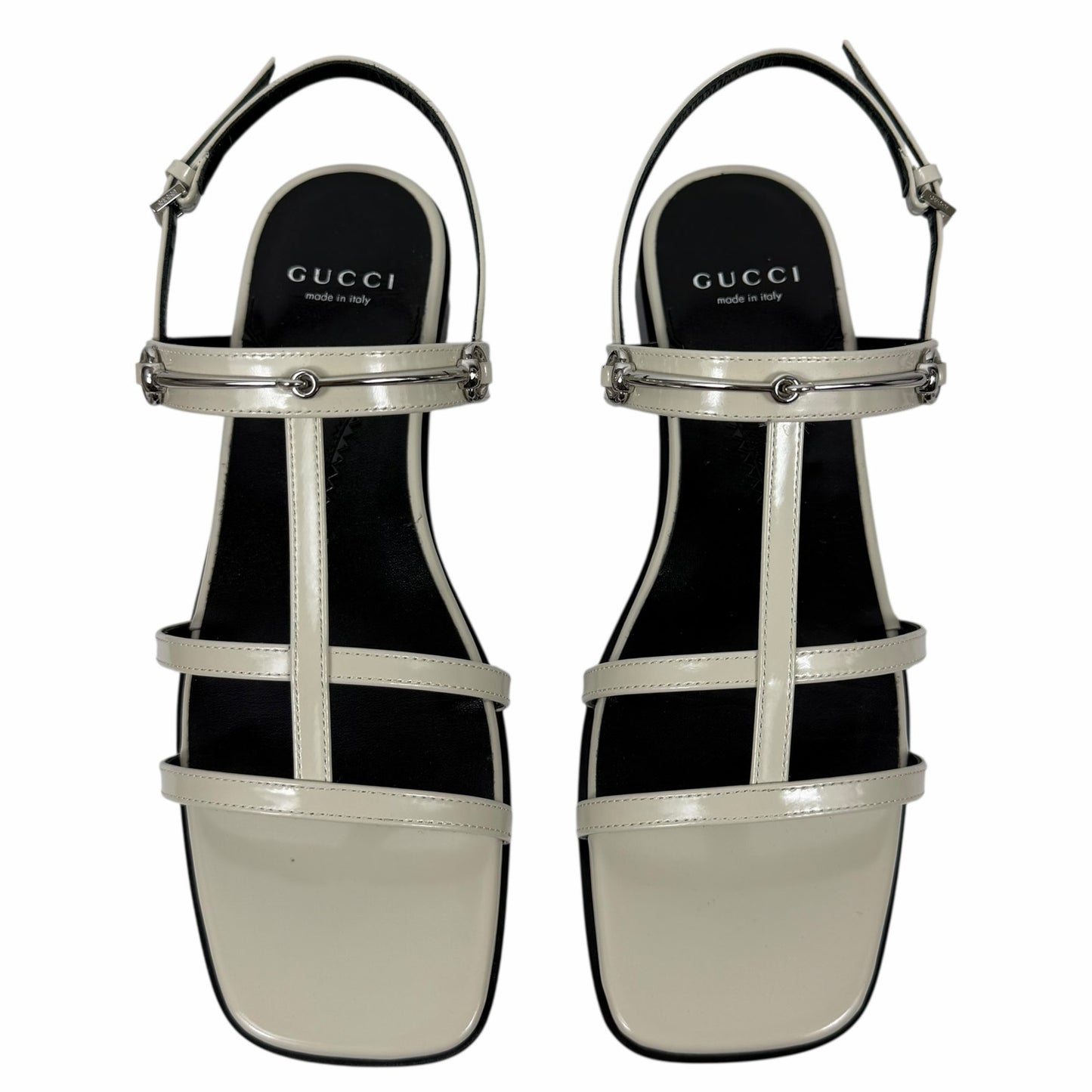 Gucci Divine Horsebit Slingback Flat Sandal Mystic White Size 37.5