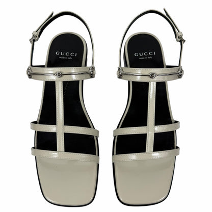 Gucci Divine Horsebit Slingback Flat Sandal Mystic White Size 37.5