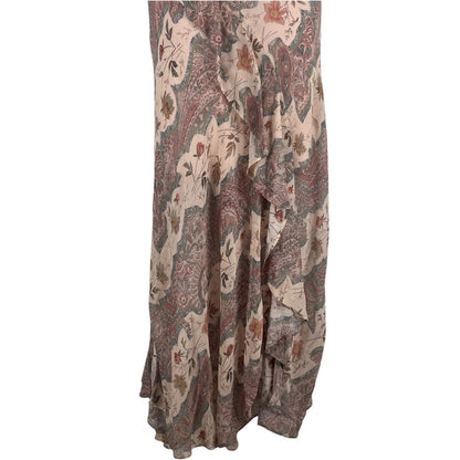 All Saints Brea Floral Print Cascade Maxi Dress Clay Pink Size 8