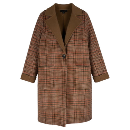 Talbots Wool Blend Doubleface Long Coat Campfire Plaid Size 8