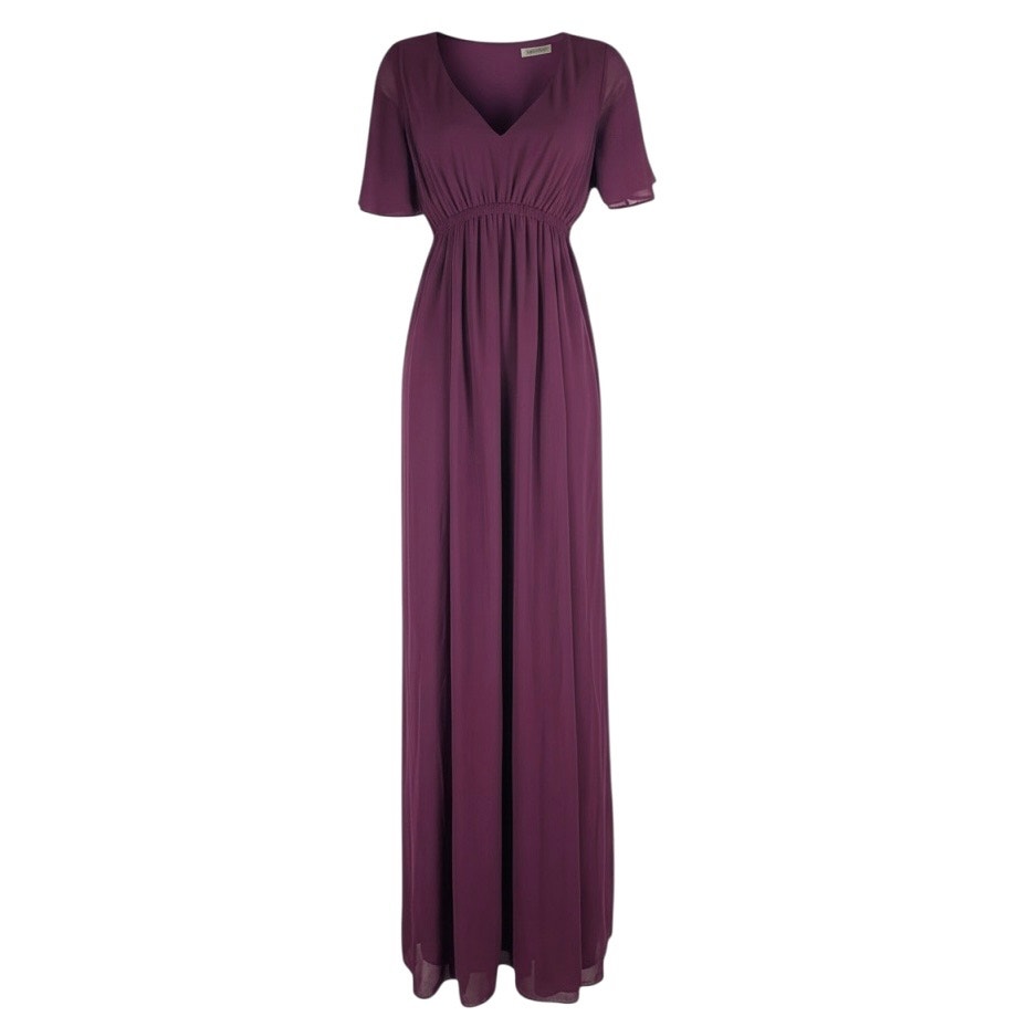 Show me Your Mumu Emily Chiffon A-Line Evening Gown Merlot Size XS