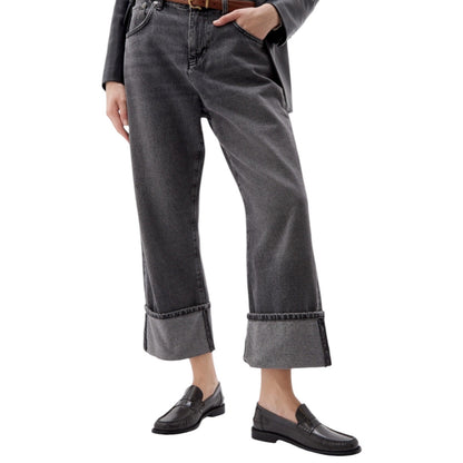 Mango MNG Square Toe Leather Penny Loafer Dark Grey Size 38/ US 7.5