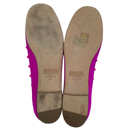 Valentino Garavani Rockstud Satin Ballet Flat Pink Size 41