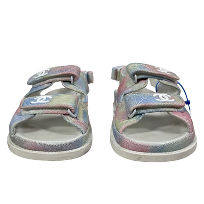 Chanel Dad Sandals Quilted Tie Dye Cloth 2022 Double Strap Size 38