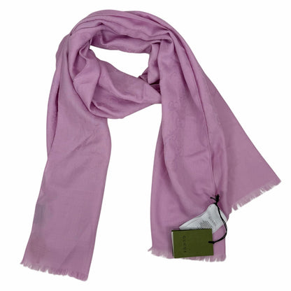 Gucci Wool Silk GG Monogram Light Jacquard Scarf Light Pink 18"x70"