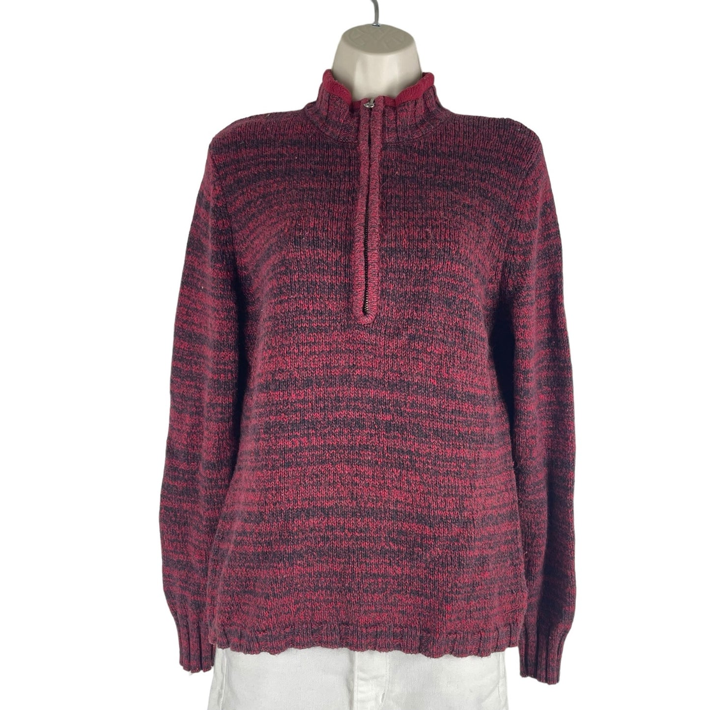 Woolrich 1/4 Zip Wool Blend Sweater Pullover Heather Red Size MP