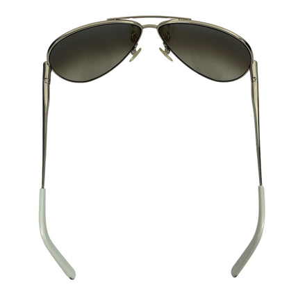 Chloe Oversized Aviator 60mm Sunglasses Metal Frame White Gold with Case