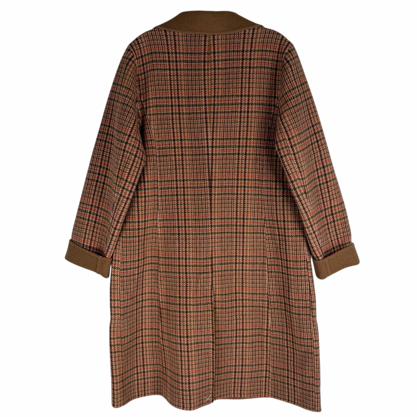 Talbots Wool Blend Doubleface Long Coat Campfire Plaid Size 8