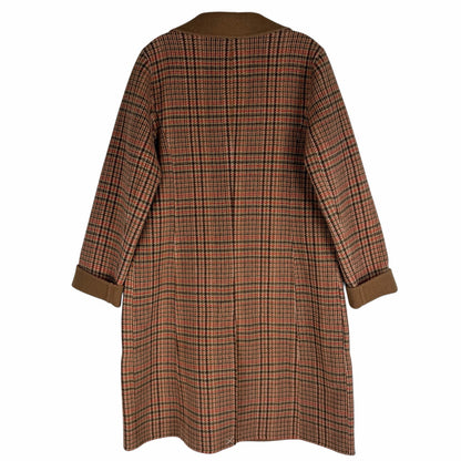 Talbots Wool Blend Doubleface Long Coat Campfire Plaid Size 8