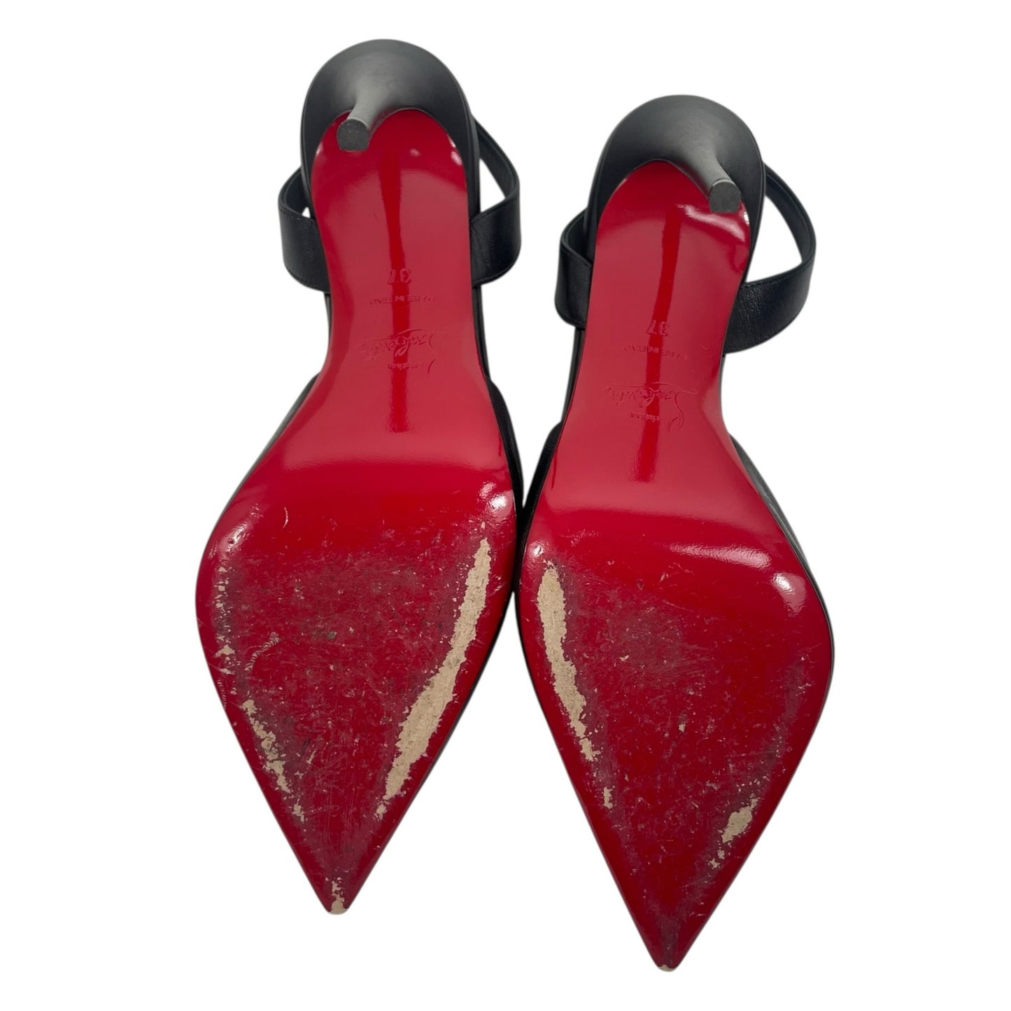 Christian Louboutin O Kate 100 Slingback Black Leather Pumps Size 37