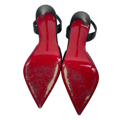 Christian Louboutin O Kate 100 Slingback Black Leather Pumps Size 37