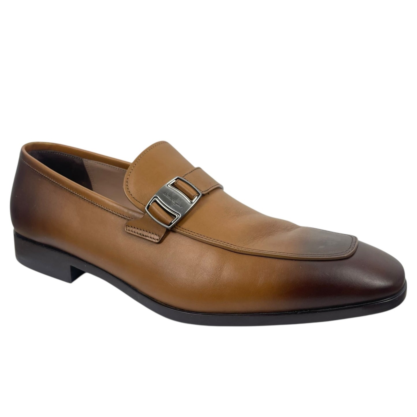 Salvatore Ferragamo Benson Burnished Side Buckle Leather Loafer Size 11E