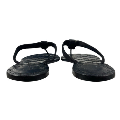 Gucci Interlocking GG Logo Thong Sandal Slide Black Gold Size 41