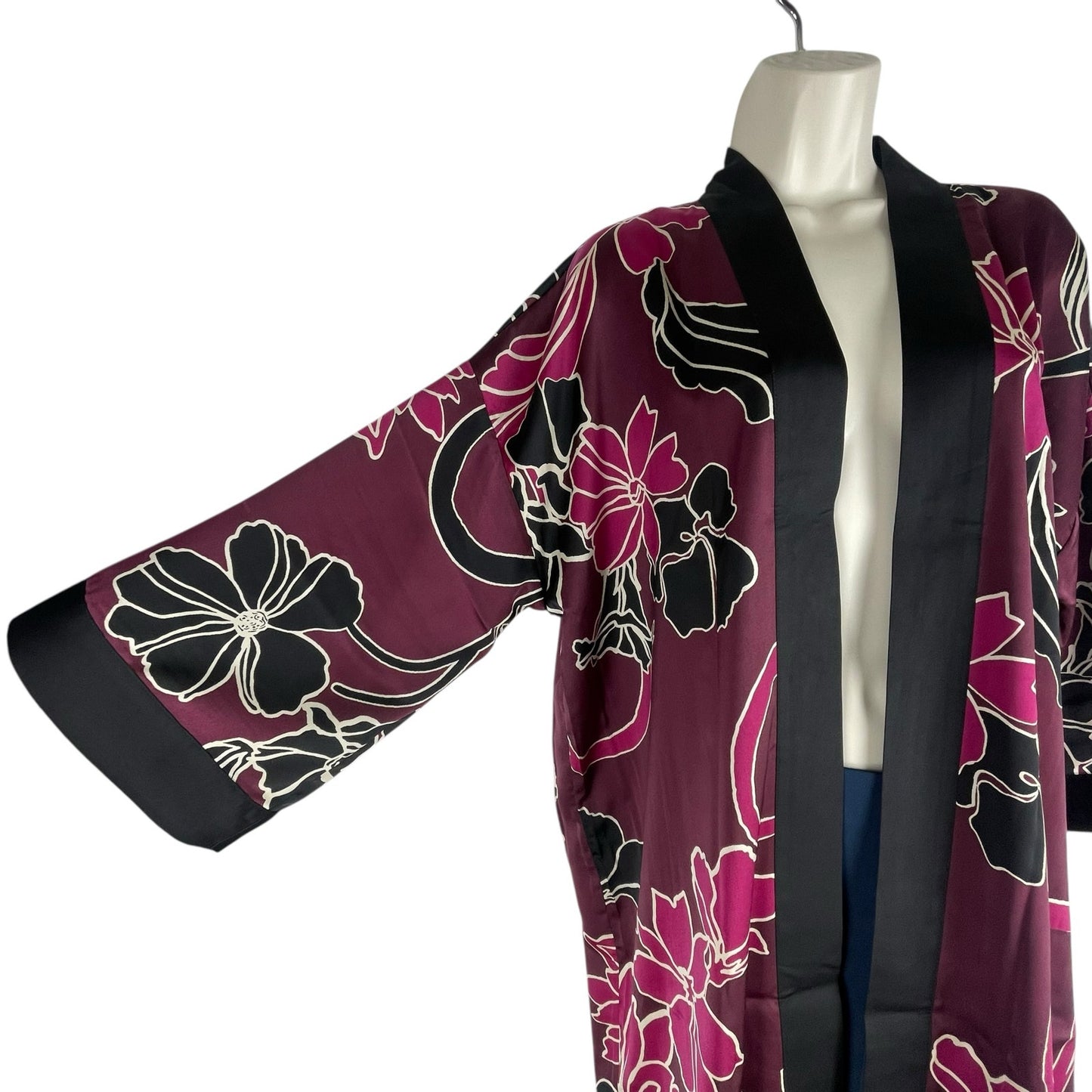 Chico's Travelers Floral Printed Kimono Jacket Deep Chianti Size L/XL
