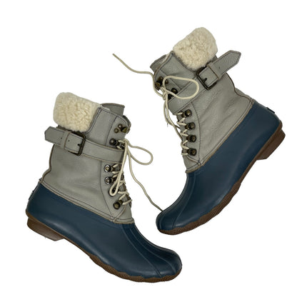 Sperry x J. Crew Shearwater Winter Duck Boots Gray Blue Size 9M