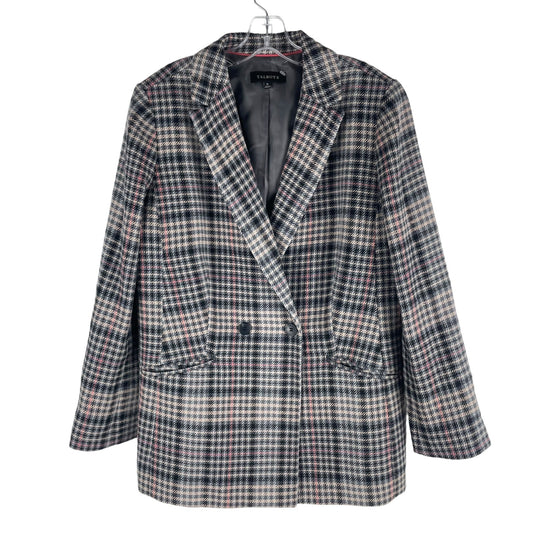 Talbots Double Breasted Bradwell Plaid Blazer Jacket Gray Pink Size 16