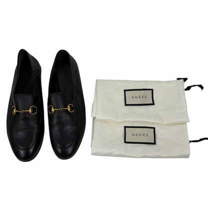 Gucci Brixton Leather Horsebit Loafers Mules Slide Black Size 36