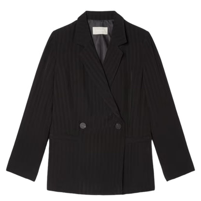 Everlane The Drapey City Striped Blazer Double Breasted Black Size 6