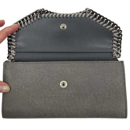 Stella McCartney Falabella Shaggy Deer Flap Continental Wallet Gray