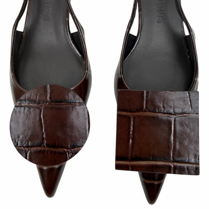 Jacquemus Les Duelo Slingback Pump Croc Emboss Brown Size 38