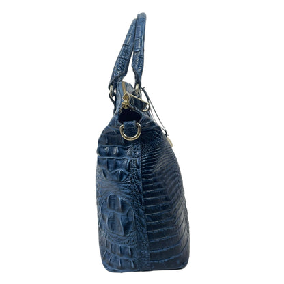 Brahmin Large Duxbury Satchel Bag Melbourne Blue Leather Croc